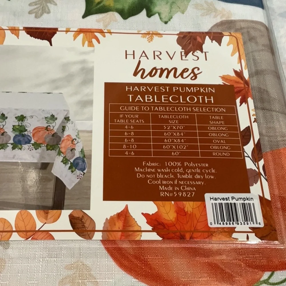 Harvest Pumpkin tablecloth 60” by 102”. Thanksgiving.